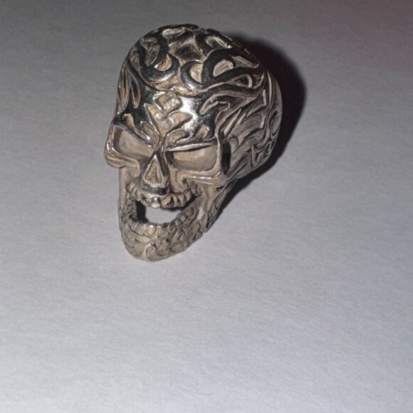 Sterling Silver Flame Skull Ring, Size 12 - Picture 5 of 15